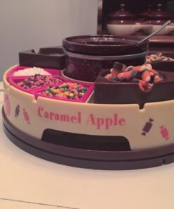 Nostalgia CCA5 Lazy Susan Chocolate & Caramel Apple Party with Heated Fondue Pot, 25 Sticks, Decorating and Toppings Trays 24 61uPZRwdaXL 1