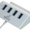 Artix M-325 USB 3.0 4-Port Portable Hub (NOT A Charger) with 2-Foot USB 3.0 Cable - 4-Port Hub with Stand (Silver)