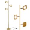 Brightech Tree Floor Lamp for Living Rooms & Offices, Dimmable Standing Lamp for Bedroom Reading, LED Spotlight Floor Lamp, Tall Lamp with Adjustable Panels for Minimal Space Use - Antique Brass