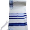 100% Wool Tallit Prayer Shawl in Blue and Silver Stripes Size 24" L X 72" W 3 61uVnAobdQL 1