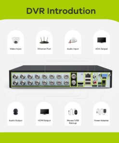 16 Channel Security CCTV DVR with 4TB Hard Drive, SANNCE 1080p Lite 5-in-1 Hybrid Video Recorder for 2MP TVI AHD CVI CVBS Analog IP Security Cameras, Motion Alerts, Remote Access, 24/7 Recording Black 15 61uX71TCmlL