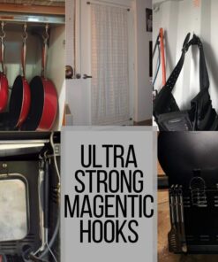 Strongman Tools Strong Magnetic Hooks Heavy Duty Magnet Hooks for Hanging - with Neodymium & Non Scratch Adhesive - Magnetic Hook for Cruise, Wall, Locker, Hanger and More - 6 Pack Set, 50 lbs 50lbs Hooks 30 61uXuk9NfdL 1