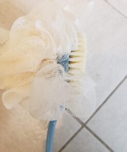 Shower Body Brush with Bristles and Loofah,Back Scrubber Bath Mesh Sponge with Curved Long Handle for Skin Exfoliating Bath, Massage Bristles Suitable for Wet or Dry, Men and Women (Blue) 29 61uZnQOQeML