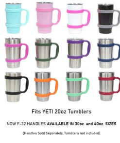 F-32 Handle - 19 COLORS - 20oz Size - Compatible with 20 Oz YETI Tumbler Travel Mug (20OZ, PURE PURPLE) 20ozPure Purple (100% Purple) 20.0 ounces 19 61ubWryngQL 3
