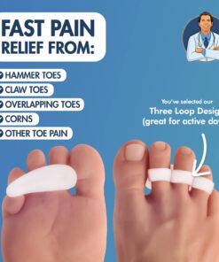 Dr. Frederick's Original Hammer Toe Gels - 4pcs - Hammer Toe Support Crest for Women & Men - Joint Realign - Cushion, Support & Temporary Splint - Crooked, Claw, Diabetic Toe Brace - 3 Loop Design 3 Loops 26 61uciKS58L