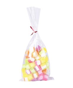 Sannigora 300 Pcs 4" x 9" Cellophane Treat Bags Clear Flat Cello Treat Bags 1.4mil Thickness with 6 Mix Colors Twist Ties Good for Bakery Cookies Christmas Halloween Wedding Party Decorative Gift 4x9 Inch (Pack of 300) 13 61ufmGsXauL