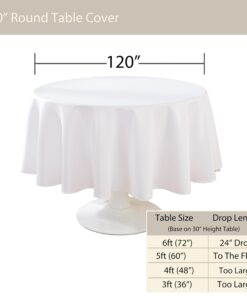 Craft And Party Round Tablecloth, 120 Inch White Tablecloth, Polyester Fabric Washable Table Cloth for Home, Party, Wedding or Restaurant Use. 120" Round 17 61ui0Ro kJL