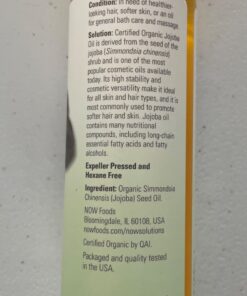 NOW Solutions, Organic Jojoba, Moisturizing Multi-Purpose Oil for Face, Hair and Body, 8-Ounce 8 Fl Oz (Pack of 1) 29 61uilPr8nYL