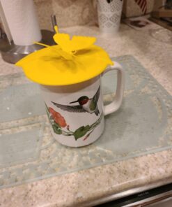 Silicone Cup Lids - Creative Butterfly Mug Cover From ME.FAN - Anti-dust Airtight Seal Silicone Drink Cup Lids - Hot Cup Lids 6 Set In Bright Colors 6 Set-Butterfly 46 61ujCUyOO4L