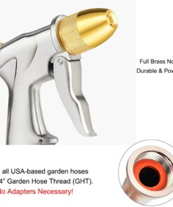 FANHAO Upgrade Garden Hose Nozzle Sprayer, 100% Heavy Duty Metal Handheld Water High Pressure in 4 Spraying Modes for Hand Watering Plants and Lawn, Car Washing, Patio Pet Front Trigger - 4 Patterns 23 61ukop54IpL