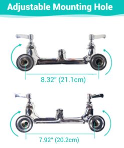 Aquaterior Upgraded Pre-Rinse Commercial Kitchen Faucet with Sprayer 44" Height Wall Mount Double Handle with Add-On 12" Rotatable Spout Pull Down for 2/3 Compartment Sink CUPC NSF CEC 44" with Short Spout 17 61un5wnkCsL