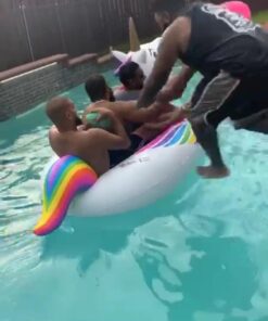 GoFloats Giant Inflatable Pool Floats - Choose Unicorn, Dragon, Flamingo, Swan, or Bull - Includes Drink Float 47 61usGykkLaL