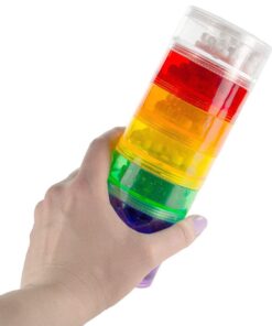 GMS 7 Stack-able Pill Organizers with 2 Lids and 7 Day Adhesive Labels for Organizing Vitamins, Supplements, and Medications (Medium Rainbow, 7 3/4 Inches in Height 2 Inches in Diameter) Medium (Pack of 1) 17 61uvwfSJXxL