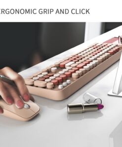 SADES V2020 Keyboard and Mouse Combo, Colorful Wireless Keyboard with Round Keycaps,2.4GHz Dropout-Free Connection,Long Battery Life,Cute Wireless Mouse for PC/Laptop/Computer (MilkTea Color) MilkTea color 29 61uw4O77YtL