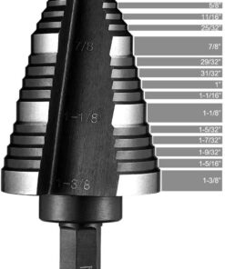 Alternative view of LICHAMP Double Fluted Step Drill Bit for Cutting Metal Hole 19 Sizes from 3/16 to 1-3/8 inch, Genuine High Speed Steel 3/16" - 1-3/8"