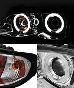 AKKON - For 02-05 BMW E46 3-Series 4 Doors Sedan Wagon Chrome Halo Ring LED Projector Headlights w-Build in Corner Lamp Set 2Pcs Chrome Housing 13 61v1OZnJdcL