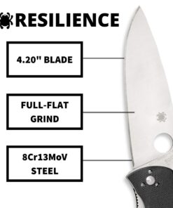 Spyderco Resilience Folding Pocket Knife with 4.20" 8Cr13MoV Stainless Blade and G-10 Handle - PlainEdge - C142GP 32 61v7SktOfhL