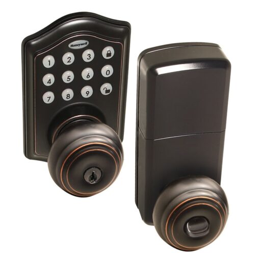 Honeywell Safes & Door Locks - 8732401 Electronic Entry Knob Door Lock, Oil Rubbed Bronze, 6.5 x 8.8 x 9 inches Tradional