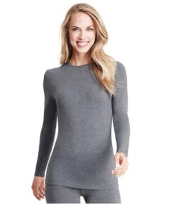 Cuddl Duds Women's Softwear with Stretch Long Sleeve Crew Neck Top Large Heather Coal