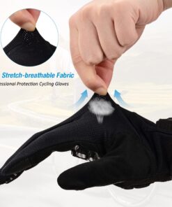FIRELION Bike Gloves for Men/Women Cycling,Cycling Gloves for Outdoor MTB DH Road Racing,Full Finger Half Finger Padded Bicycle Protective Gloves,Non-Slip Shock-Absorbing Touchscreen Riding Gloves Large Full Black 17 61vDmnz9ioL 1