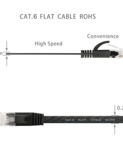 Cat 6 Ethernet Cable 75 Ft, Outdoor&Indoor, 10Gbps Support Cat 7 Network, Slim long Flat Internet LAN Patch Cord, Cat6 Solid High Speed weatherproof Cable for Router, Modem, PS4/5, Xbox, Gaming, Black 75ft 13 61vEkKzuVeL 1