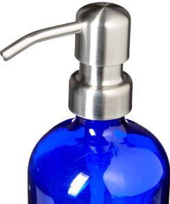 Cobalt Blue Soap Dispenser with Stainless Metal Pump - Blue 16oz Glass Lotion Bottle by Industrial Rewind 14 61vHu 0KImL