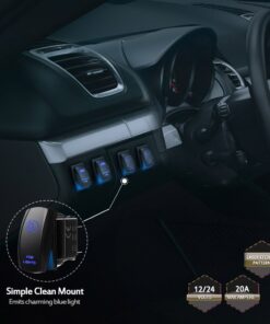 MicTuning LS081602JL, Backlit Fog Lights Rocker Switch Kit, On/Off LED Light, 20A 12V Toggle, Blue 19 61vKAbyxSWL