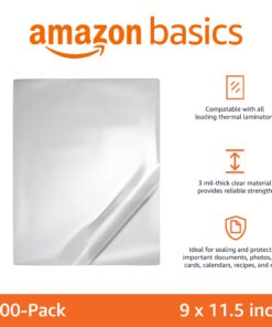 Amazon Basics Clear Thermal Laminating Plastic Paper Laminator Sheets - 9 x 11.5-Inch, 200-Pack, 3mil 18 61vLGqi6lXL