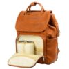 KZNI Leather Diaper Bag Backpack-Travel Diaper Backpack,Nappy Baby Bags for Mom,Unisex Maternity Diaper Bag Brown2