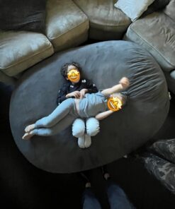 Amazon Basics Memory Foam Filled Bean Bag Lounger with Microfiber Cover, 6 ft, Grey, Solid 32 61vNM7dJDgL