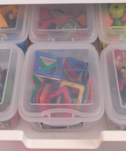 Sterilite FlipTop, Stackable Small Storage Bin with Hinging Lid, Plastic Container to Organize Desk at Home, Classroom, Office, Clear, 12-Pack 12 Pack 36 61vO tTvMjL