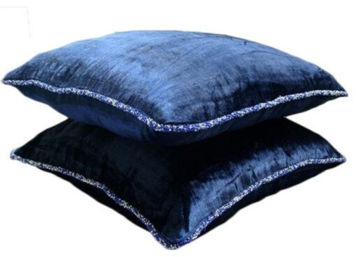 The HomeCentric Decorative Navy Blue Pillow Covers 16x16 inch (40x40 cm), Velvet Cushion Cover with Zipper, Solid Color, Contemporary Throw Pillow Covers - Navy Shimmer 16" x 16"