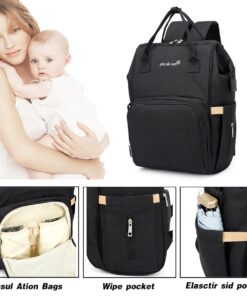 Alternative view of Diaper Bag Backpack, Baby Essentials Bag with Insulated Pockets Stroller Straps, Multifunctional Large Capacity Diaper Bags for Baby Girl Boy, Waterproof Baby Bag Backpack for Mom dad Travel （Black） Black-1