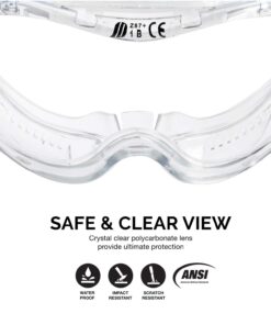 Neiko Pro 53875B Clear Protective Lab Safety Goggles, Chemistry Lab Goggles, Scientific, Construction Goggles, Contractor, Woodworking, Anti-Fog and Splash, Includes Indirect Vent for Men and Women 22 61vWUuXTQfL