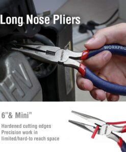 Workpro 7-piece Pliers Set (8-inch Groove Joint Plier, 6-inch Long Nose, 6-inch Slip Joint, 4-1/2 Inch Long Nose, 6-inch Diagonal, 7-inch Linesman, 8-inch Slip Joint) for DIY & Home Use 25 61vdEEubbSL