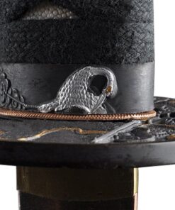 Handmade Sword - Samurai Katana Sword, Battle Ready, Hand Forged, 1045 Carbon Steel, Heat Tempered, Full Tang, Sharp, Fudo Myoo Tsuba, Fudo Myoo Engraving on The Blade, Red/Black Wooden Scabbard 12 61vgj47ezvL