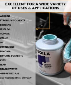 Gasoila - SS16 Soft-Set Pipe Thread Sealant with PTFE Paste, Non Hardening, -100 to 600 Degree F, 1 Pint Brush 9 61vla4n1MoL