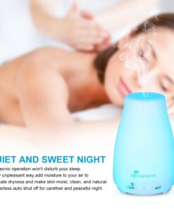 Diffuserlove Essential Oil Diffusers 200ML Remote Control Ultrasonic Mist Humidifiers BPA-Free Aromatherapy Diffuser with 7 Color Lights, Auto Shut-Off for Bedroom Office Kitchen White 30 61vmv1mNuS