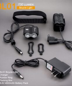 SecurityIng Waterproof 700 Lumens LED Bicycle Light 4 Modes Super Bright Bike Lamp Headlight + 8.4V Rechargeable Battery Pack + Charger for Camping, Cycling, Hiking, Riding 29 61vve4BD21L