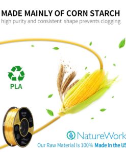 ERYONE Silk PLA Filament for 3D Printer, 1.75mm, -0.03mm, 1kg (2.1LBS)/Spool, Silk Glod A-glod 37 61vyE9EFpvL
