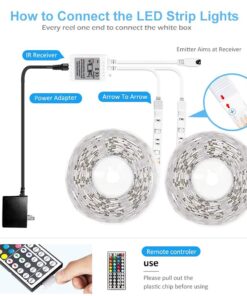 DAYBETTER Led Strip Lights Waterproof, 32.8ft(2 Rolls of 16.4ft) LED Tape Lights Color Changing 300 LEDs Light Strips Kit with 44 Keys Ir Remote Controller and 12v Power Supply for Indoor Outdoor Use 38 61w ha1UWmL