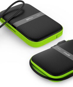 SP Silicon Power 2TB Rugged Portable External Hard Drive Armor A60 Shockproof USB 3.1 Gen1 for PC Mac Xbox and PS4 Black Black-Green 43 61w47sTHgVL