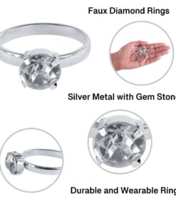 Silver Faux Diamond Engagement Rings for Wedding Table Scatter Decorations, Party Supply Favor Accents, Cupcake Toppers, Arts & Crafts (12 Pack) (12 Pack) 11 61wAHKlESeL