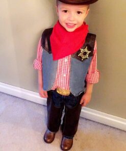 Melissa & Doug Cowboy Role Play Costume Set (5 pcs) - Includes Faux Leather Chaps 29 61wCwZy886L