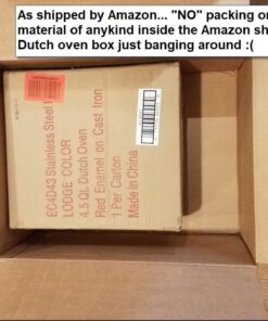 Lodge 4.5 Quart Enameled Cast Iron Dutch Oven with Lid – Dual Handles – Oven Safe up to 500° F or on Stovetop - Use to Marinate, Cook, Bake, Refrigerate and Serve – Island Spice Red 37 61wGbhGL27L