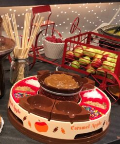 Nostalgia CCA5 Lazy Susan Chocolate & Caramel Apple Party with Heated Fondue Pot, 25 Sticks, Decorating and Toppings Trays 27 61wITs r6L 1