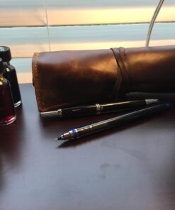 Rustic Genuine Leather Pencil Roll - Pen and Pencil Case - Dark Brown 41 61wIzTsHGQL