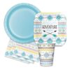 Tribal Feather Baby Boy Shower Party Supplies Kit - The Adventure Begins Themed Paper Plates, Napkins, Cups 25 61wJMJVvHTL