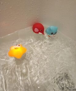 Bath Toys, 8 Pcs Light Up Floating Rubber Animal Toys Set, Flashing Color Changing Light in Water, Baby Infants Kids Toddler Child Preschool Bathtub Bathroom Shower Games Swimming Pool Party 28 61wJQUL3vVL