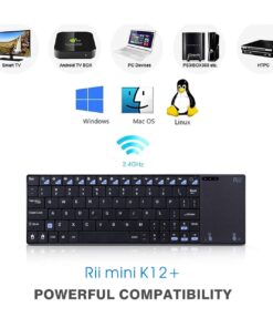 Rii K12+ Mini Wireless Keyboard with Large Touchpad Mouse&Qwerty Keypad, Stainless Steel Portable Wireless Keyboard with USB Receiver for MacBook/iPad/Tablet/PC/Laptop/Smart TV/Raspberry Pi - Black 29 61wMcyjA8oL